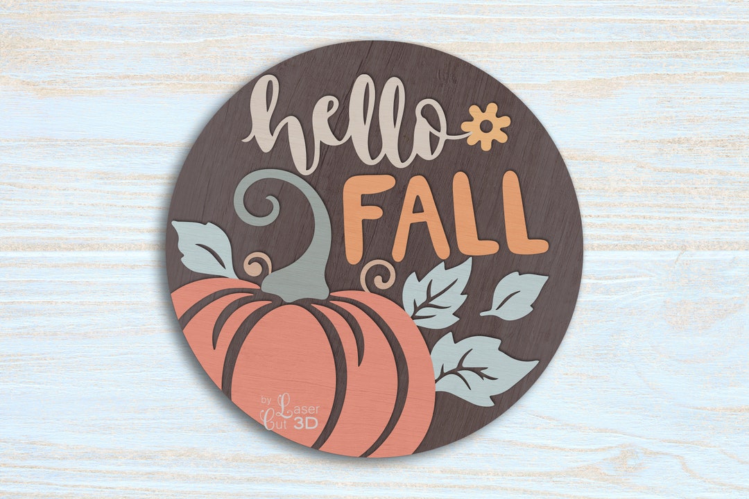 Hello Fall Door Hanger Svg. 3D Hello Fall Sign. Layer SVG PNG - Etsy