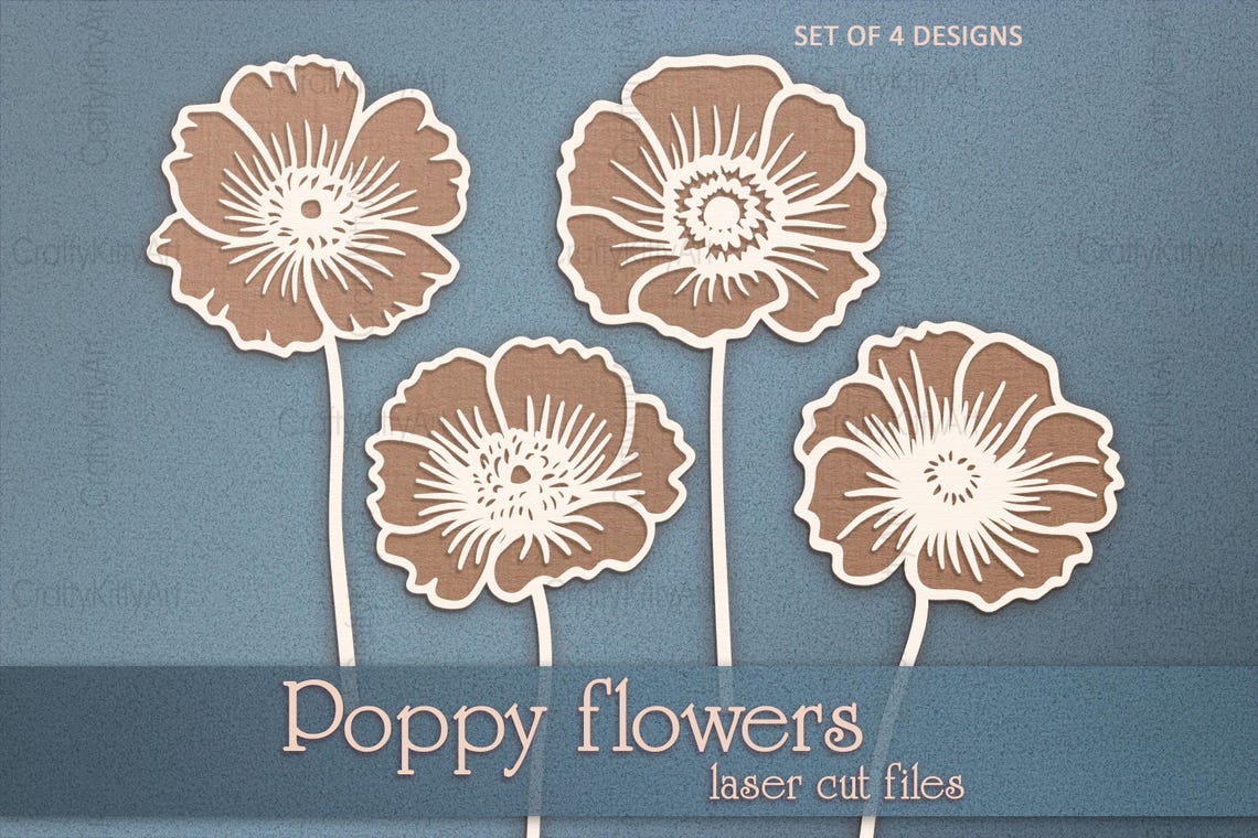 Poppy Dfx File 3d Laser Poppy Flower Svg Bundle. Layer SVG PNG DXF Files, Laser ...