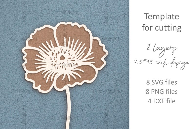 Poppy Dfx File 3d Laser Poppy Flower Svg Bundle. Layer SVG PNG DXF Files, Laser ...