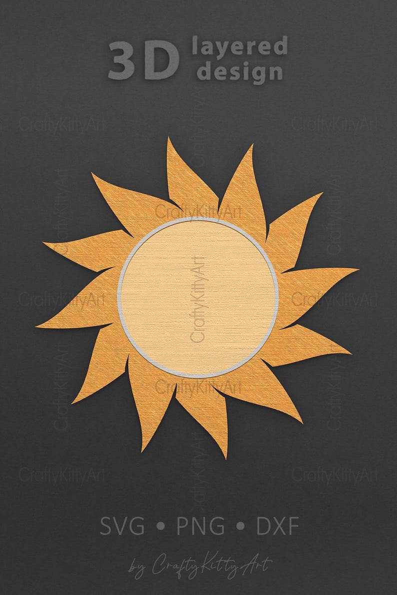 Sun Rays Dxf Sun 3d Svg Bundle. Layer SVG PNG DXF for Paper Cut, Laser Cut, Plywood ...