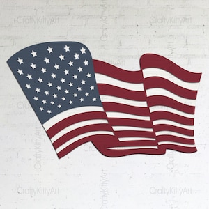Bandera americana SVG. Bandera del 4 de julio Svg. Bandera de EE.UU. SVG. Archivos digitales en capas para papel, madera contrachapada, corte por láser, Cricut/Silhouette/Glowforge