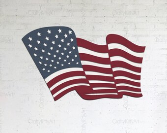 American flag Svg. 4th of July flag Svg. USA flag Svg. Digital layered files for paper, plywood, laser cutting, Cricut/Silhouette/Glowforge