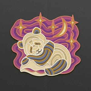 Slapende panda laser Svg. 3D-meerlaagse lasergesneden. Layer SVG PNG DXF-bestanden voor lasersnijden, multiplex snijden, papier snijden. Babydier.