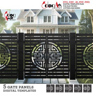 5 Chinesisches Symbol Grill Tor Raum Bildschirm Teiler Trennwand Air Vent Cover Vorlagen Digitale SVG DXF-Dateien