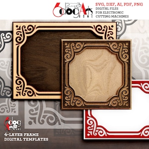 Gelaagde framesjablonen Vector digitale SVG DXF-bestanden voor hout karton vinyl snijden GlowForge Cricut lasersnijden JH-197