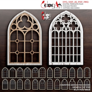 24x Elegant Church Window Papercut, Woodcut Patterns - Gothic Style ...