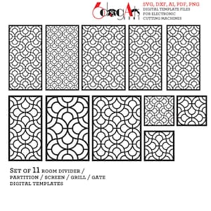 11 Panel dekoracyjny / Brama / Przegroda / Przegroda pokojowa / Kratka ogrodowa Szablony wektorowe Pliki SVG DXF Cięcie laserowe plazmowe JH-553