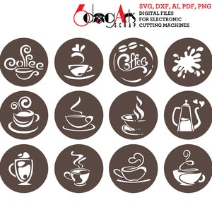 Round Coffee Tea Coaster Trivet Wall Decor Templates Vector Digital SVG DXF Files Download Laser Cutting GlowForge Cricut Maker
