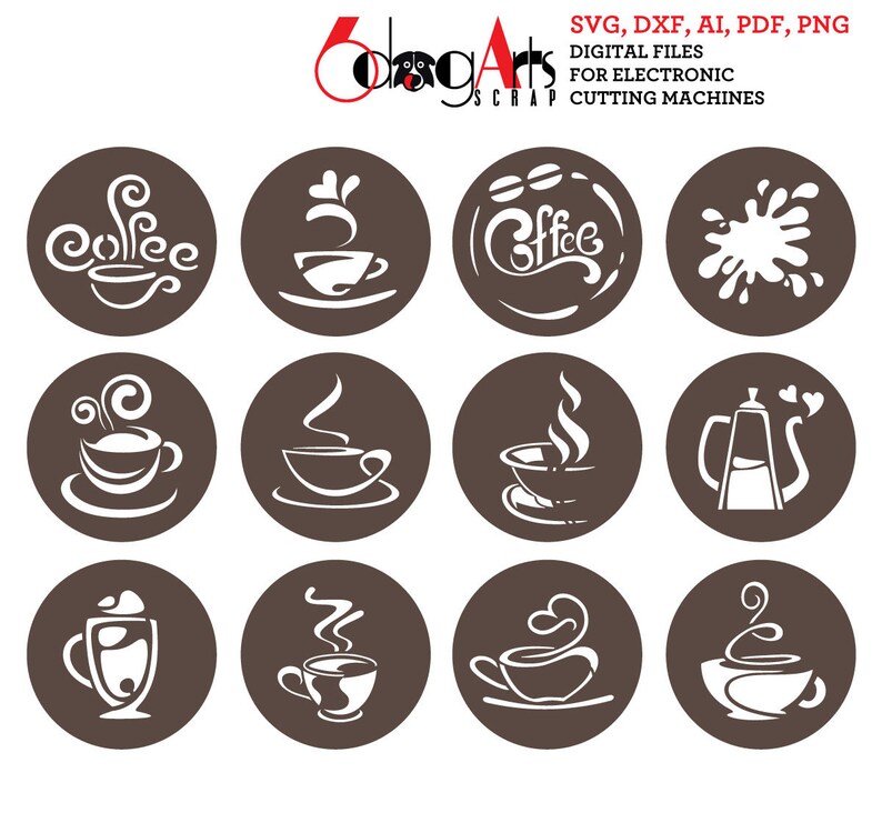 Round Coffee Tea Coaster Trivet Wall Decor Templates Vector Digital SVG DXF Files Download Laser Cutting GlowForge Cricut Maker