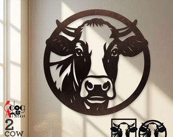 Kuh SVG digitale Vorlagen • Sofortiger Download • Bauernhaus Wand Dekor Dateien für Laser Cut / Cricut / Glowforge JH-794