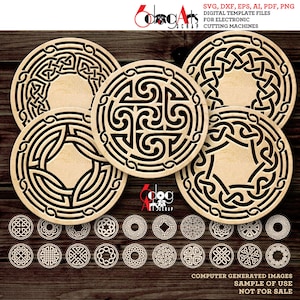 20 Keltische Untersetzer Untersetzer Vorlagen Vektor Digitale SVG DXF-Dateien Sofortiger Download Laserschneiden GlowForge Cricut Maker JH-242