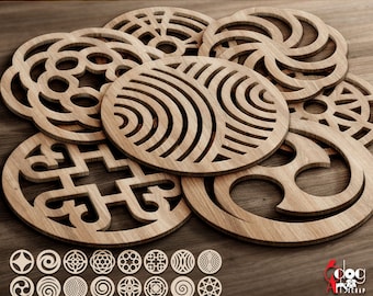 May include: A set of 25 digital cut files featuring geometric designs in a circular shape. The designs are intricate and detailed, perfect for creating unique crafts and projects. The files are compatible with electronic cutting machines.