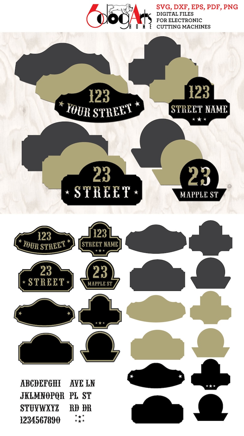Address Door Sign Plaque Bundle Digital Templates SVG / DXF Files ...