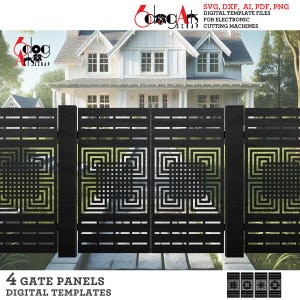 4 Geometrische Grill Tor Raum Bildschirm Teiler Trennwand Air Vent Cover Vorlagen Digitale SVG DXF-Dateien