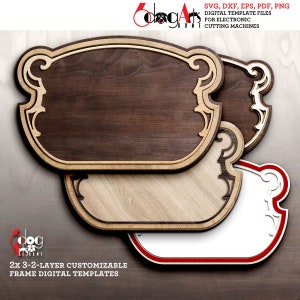 3 Geschichtete Rahmen Vorlagen Vektor Digitale SVG-DXF-Dateien für Holz Karton Vinyl Schneiden GlowForge Cricut Lasermesser Schneiden JH-75