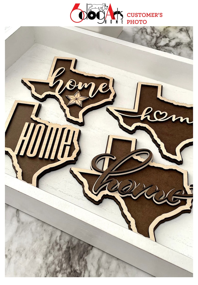 4 Texas State Outline Home Wall Decor Layered Templates Vector Digital SVG DXF Files GlowForge Laser Cutting Cricut Download JH-049 image 8