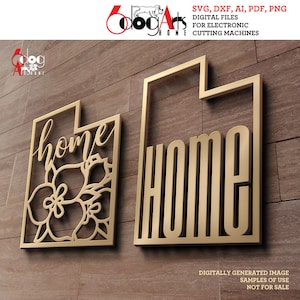 6 Utah State Outline Home Wall Decor Layered Templates Vector Digital SVG DXF Files GlowForge Laser Cutting Cricut Download JH-372