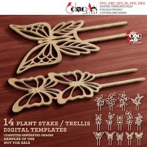 14 vlinder plant latwerk inzet sjablonen Vector digitale SVG DXF-bestanden GlowForge lasersnijden Cricut Maker Instant Download JH-403