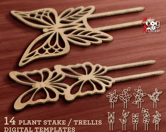 14 vlinder plant latwerk inzet sjablonen Vector digitale SVG DXF-bestanden GlowForge lasersnijden Cricut Maker Instant Download JH-403