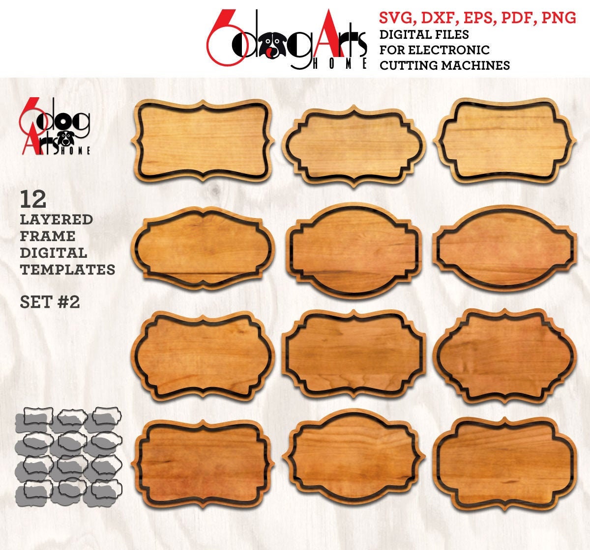 12 Layered Frame Templates Set 2 Vector Digital SVG DXF ...