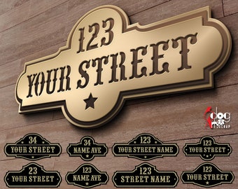 4 (x2) DIY Address Door Sign Plaque Digital Templates Svg Dxf Vector Files GlowForge Laser Metal Wood Cutting CNC Instant Download JH-233