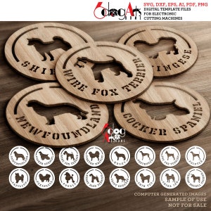 16 hundrasunderlägg, grillunderlägg, väggdekorationsmallar, vektor, digitala SVG, DXF-filer, nedladdning, GlowForge laserskärning, Cricut Maker JH-208c