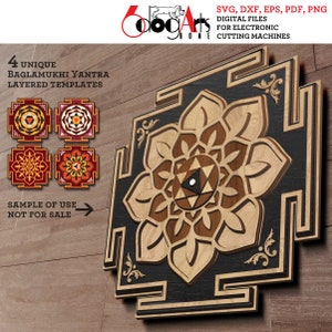 4 Baglamukhi Yantra Hindouisme géométrie sacrée décoration murale modèles multicouches Vector fichiers SVG numériques découpe laser Cricut Télécharger JH-454