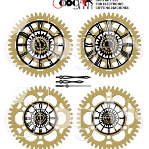 4 Steampunk Wall Clock Face Multilayered Templates Digital Vector Files ...