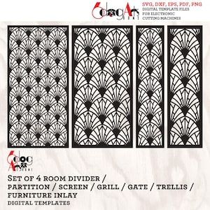 4 アールデコ グレートギャツビー 家具 インレイパネル ルームディバイダー SVG Dxf デジタルテンプレート GlowForge レーザー Cricut CNC カッティング ベクターファイル JH-96