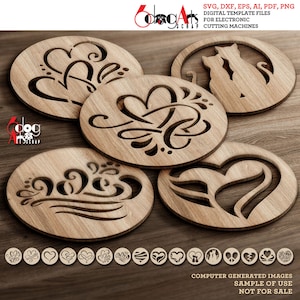 16x Serce Ślub Walentynki Podkładka Kolczyki Szablon Wektor Cyfrowy SVG DXF Pliki Pobierz Cięcie Laserowe GlowForge Cricut Maker JH-464