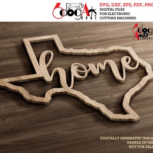 4 Texas State Outline Home Wall Decor Layered Templates Vector Digital SVG DXF Files GlowForge Laser Cutting Cricut Download JH-049 image 6