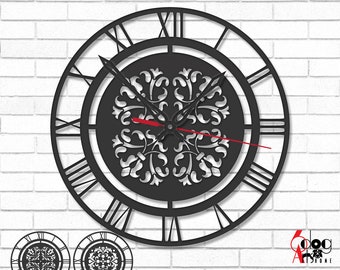 2 Wall Clock Templates Digital Vector Files Svg Dxf Instant Download Home Decor Laser Metal Wood Cutting CNC Plasma Cutter JB-1461