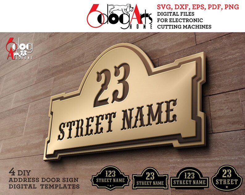 4 DIY Address Door Sign Digital Templates Svg Dxf Vector Files Etsy