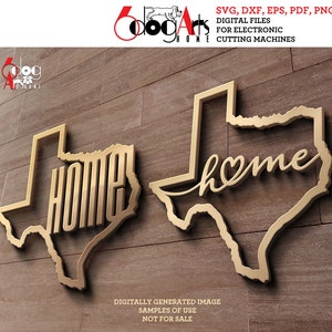 4 Texas State Outline Home Wall Decor Layered Templates Vector Digital SVG DXF Files GlowForge Laser Cutting Cricut Download JH-049 image 7