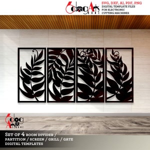 4 Laub Wand Dekor Raumteiler Trennwand Sichtschutz Vorlagen Digitale SVG DXF DXF Datei