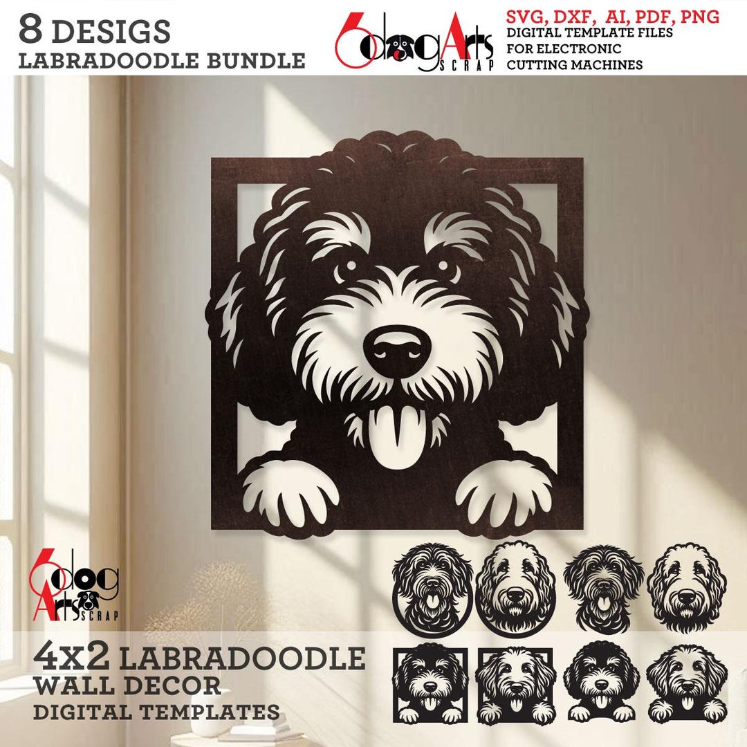 8 Labradoodle SVG Dog Wall Decor Digital Templates Download for Laser ...