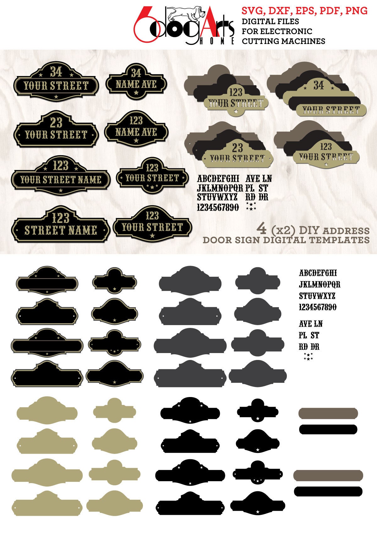 Address Sign / Plaque SVG Templates Bundle: 8 Designs for Cnc Machines ...
