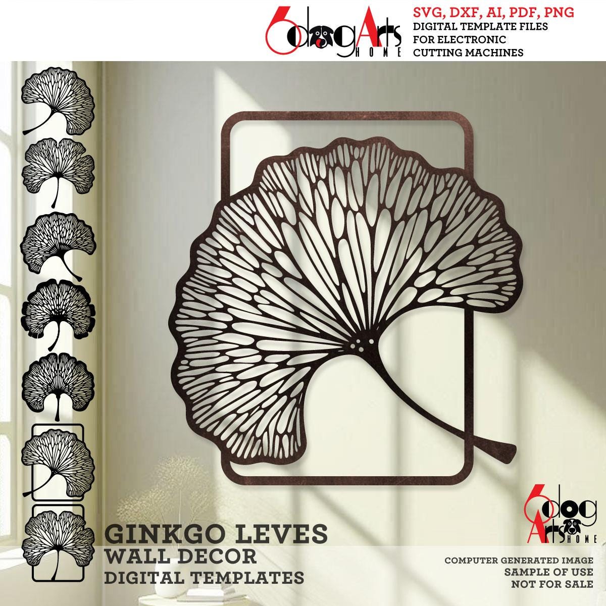 Decorazione Parete Metallo Foglie Ginkgo | TANG SHI Accento Artistico Per Soggiorno