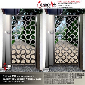28 x decoratief paneel / poort / scheidingswand / scheidingswand / tuinlatwerk didital sjablonen Vector SVG DXF-bestanden laserplasmasnijden JH-554