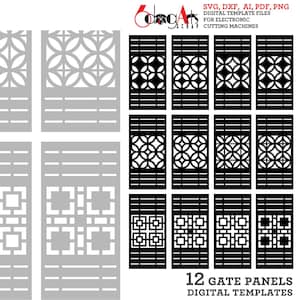 12 Grill Gate Room Screen Divider Partition Air Vent Cover Templates Digital SVG DXF Files Laser Cut Plasma cnc Cutting JH-651