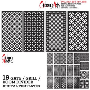 19 Grill Gate Room Screen Divider Partition Templates Digital Svg Dxf Files Download Laser Cricut Glow Forge Plasma Cutting CNC JB-1489