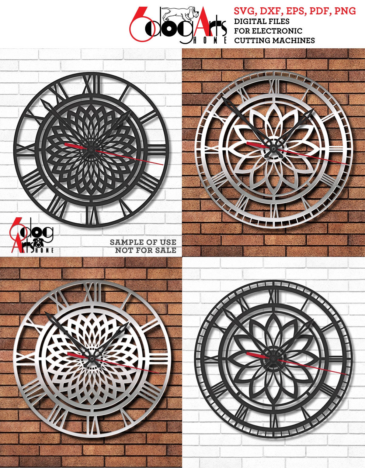 2 Filigree Wall Clock Templates Digital Vector Files Svg Dxf Instant ...
