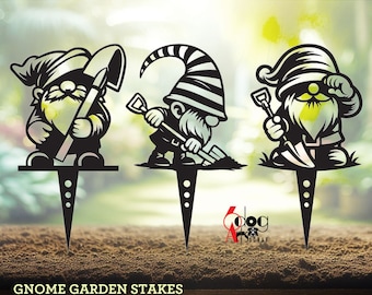 Gnome Garden Plant Stake Digital Templates Bundle SVG DXF Files for Laser Cutting Instant Download JH-518