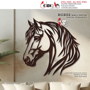 Paard muur decor digitale sjablonen SVG DXF-bestanden Instant Download Laser Glow Forge cnc router Cricut metaal papier snijden JH-564