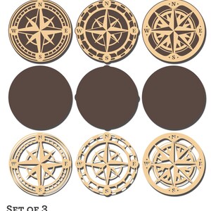 Layered Compass Rose Digital Templates (set of 3) SVG DXF Files Wood ...