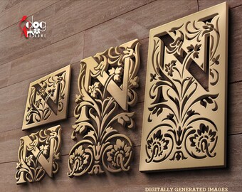 Monogram Letter N SVG / DXF Set: 6 Laser Cutting / Engraving Designs, JH-031
