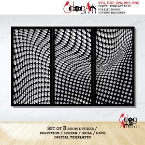 3 Perforated Waves Gates Wall Decor Room Divider Partition Privacy Screen Templates Digital Svg Dxf Files Laser Plasma Cutting CNC JB-355