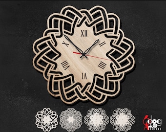 4 Minimalist Wall Clock Templates Digital Vector Files Svg Dxf Download Home Decor Laser Metal Wood Cutting CNC Plasma Cutter JB-1910