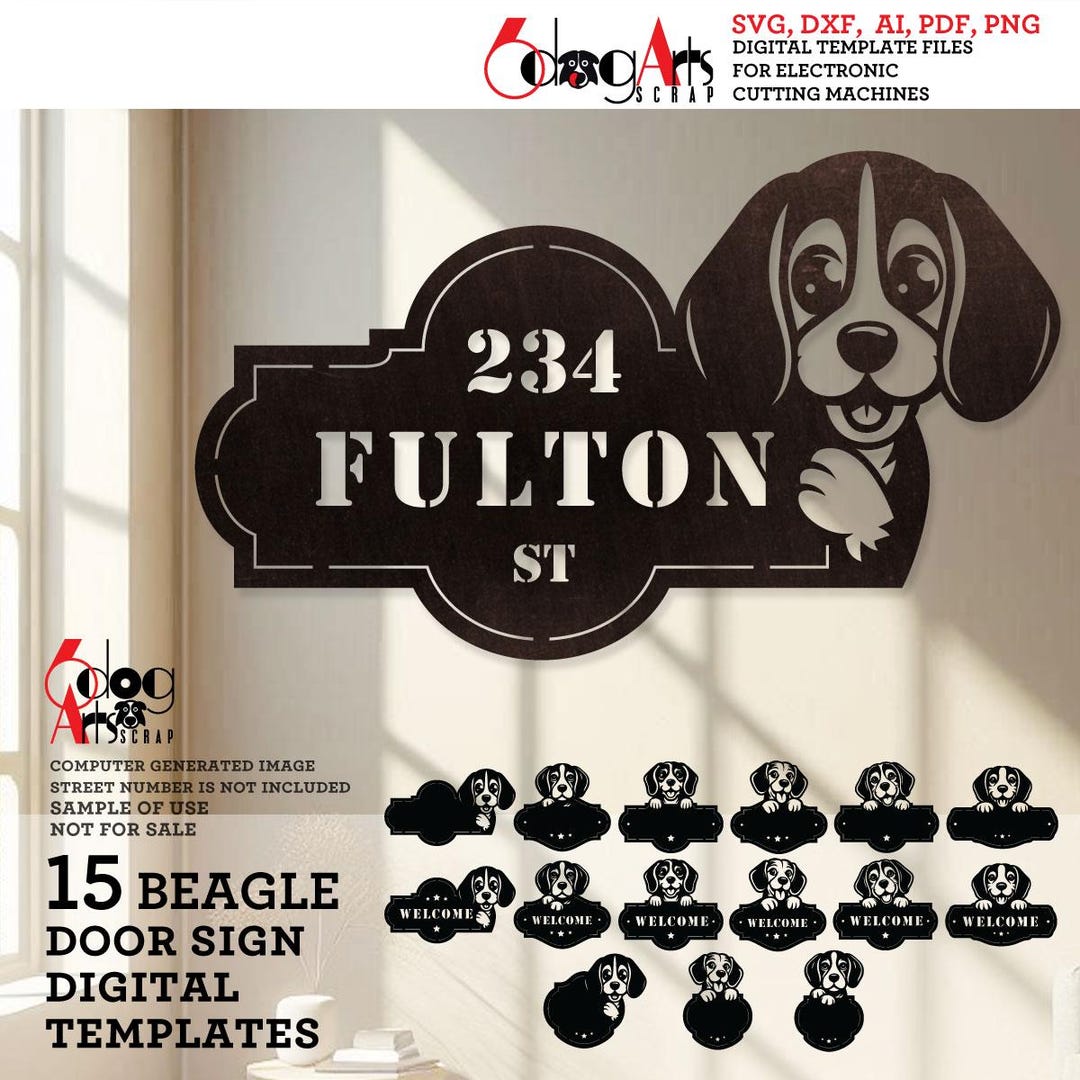 15 SVG Beagle Welcome Sign Digital Templates Instant Download for Laser ...