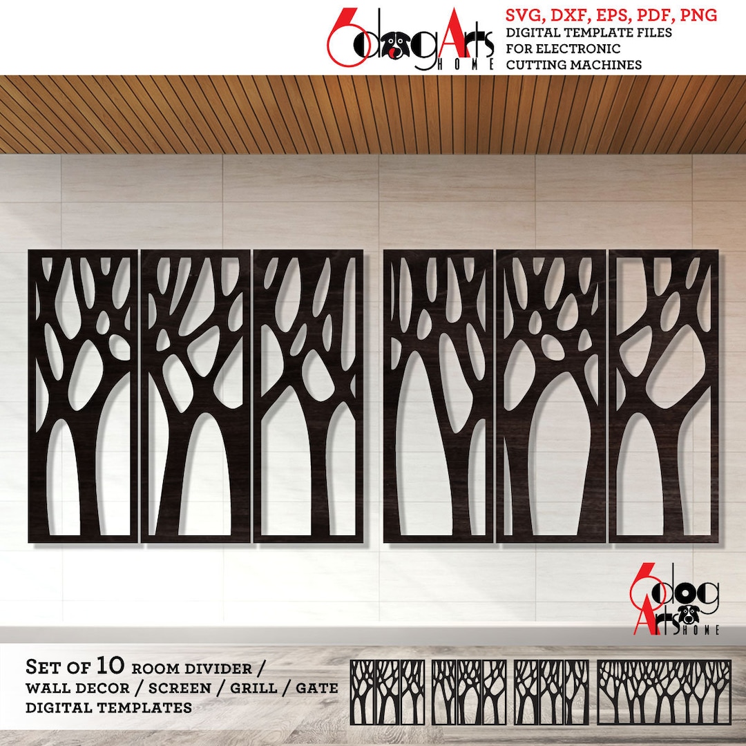 10 Tree Panels Wall Decor Room Divider Partition Privacy Screen Digital ...